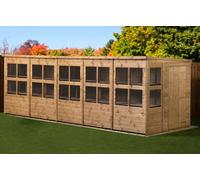 Empire Sheds Empire Pent Potting Shed 20x6ft Single Door Wooden Garden Shed Double Door, Brown