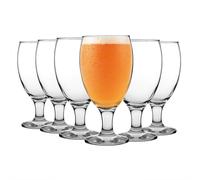 LAV 6x Clear 590ml Empire Craft Beer Glasses - Large Tulip Shaped Lager Ale Cider Drinking Pint Glass Goblet Cup Set with Stem