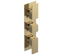 Empire Square Concealed Triple Thermostatic Shower Valve (2 Outlets), Brushed Brass - Balterley