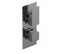 Empire Square Concealed Twin Thermostatic Shower Valve With Diverter (2 Outlets) - Brushed Pewter - Balterley