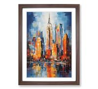 Empire State Building Abstract Framed Print | A2 Walnut Framed Wall Art | Ready to Hang | Abstract Cityscape Picture | Living Room Bedroom Lounge Office