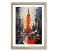 Empire State Building Action Framed Wall Art Print A2 Oak