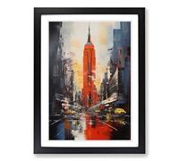Empire State Building Action Painting No.2 Framed Wall Art Print, Ready to Hang Picture for Living Room Bedroom Home Office, Black A2 (48 x 66 cm)