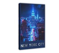 Empire State Building Blue Hour Canvas Poster Bedroom Decor Landscape Office Room Decor Gift 12x18inch(30x45cm)