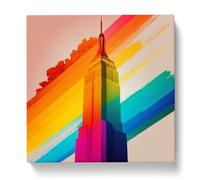 Empire State Building Color Field Canvas Print | Gallery Wrapped 30mm Frame Wall Art | 20x20 inches | Ready to Hang | Modern Landscape Picture | Living Room Bedroom Lounge Office