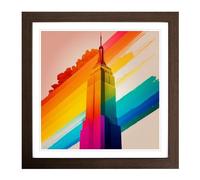 Empire State Building Color Field Framed Print | 18x18 Inch Walnut Framed Wall Art | Ready to Hang | Modern Cityscape Picture | Living Room Bedroom Lounge Office