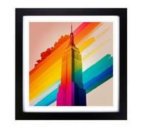 Empire State Building Color Field Framed Wall Art Print 18x18 Inch Black