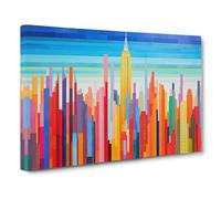 Empire State Building Colour Field Canvas Print | Gallery Wrapped 30mm Frame Wall Art | 30x20 inches | Ready to Hang | Modern Landscape Picture | Living Room Bedroom Lounge Office