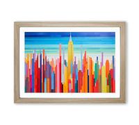 Empire State Building Colour Field Framed Print | A2 Oak Framed Wall Art | Ready to Hang | Modern Cityscape Picture | Living Room Bedroom Lounge Office