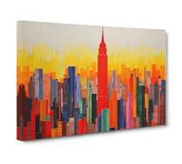 Empire State Building Colour Field No.2 Canvas Print | Gallery Wrapped 30mm Frame Wall Art | 30x20 inches | Ready to Hang | Modern Landscape Picture | Living Room Bedroom Lounge Office