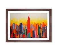 Empire State Building Colour Field No.2 Framed Wall Art Print, Ready to Hang Picture for Living Room Bedroom Home Office, Walnut A2 (66 x 48 cm)