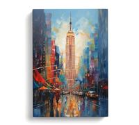 Empire State Building Contemporary Art Canvas Print | Gallery Wrapped 30mm Frame Wall Art | 30x20 inches | Ready to Hang | Contemporary Cityscape Picture | Living Room Bedroom Lounge Office