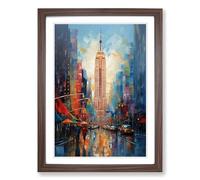 Empire State Building Contemporary Framed Print | A2 Walnut Framed Wall Art | Ready to Hang | Contemporary Cityscape Picture | Living Room Bedroom Lounge Office