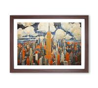 Empire State Building Contemporary Framed Print | A2 Walnut Framed Wall Art | Ready to Hang | Contemporary Cityscape Picture | Living Room Bedroom Lounge Office