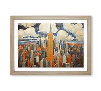 Empire State Building Contemporary Framed Wall Art Print A2 Oak