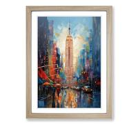 Empire State Building Contemporary Framed Wall Art Print A2 Oak
