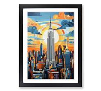 Empire State Building Contemporary No.2 Framed Print | A2 Black Framed Wall Art | Ready to Hang | Contemporary Cityscape Picture | Living Room Bedroom Lounge Office