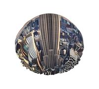 Empire State Building Double Layer Waterproof Shower Cap For Women, Reusable Bath Hat With Elastic Band, Keep Hair Dry For Shower And Skincare