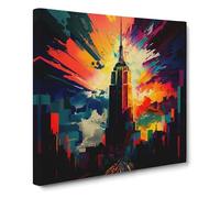 Empire State Building Expressionism Canvas Wall Art Print 20x20 Inch