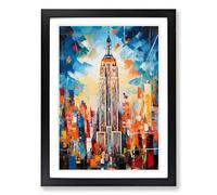 Empire State Building Expressionism Framed Wall Art Print A2 Black