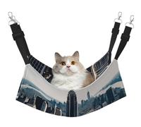 Empire State Building Hanging Pet Hammock with Adjustable Straps and Metal Hooks Double Sided Bed