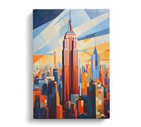 Empire State Building Hard Edge Painting No.2 Canvas Print | Gallery Wrapped 30mm Frame Wall Art | 30x20 inches | Ready to Hang | Modern Cityscape Picture | Living Room Bedroom Lounge Office