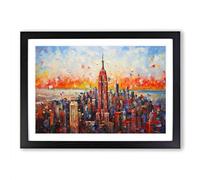 Empire State Building Impressionism Framed Wall Art Print A2 Black