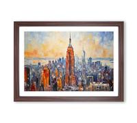 Empire State Building Impressionism Framed Wall Art Print A2 Walnut