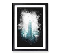 Empire State Building in New York Paint Splash Framed Print | A2 Black Framed Wall Art | Ready to Hang | Modern Cityscape Picture | Living Room Bedroom Lounge Office