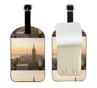 Empire State Building Luggage Tag with Full Back Privacy Name Id Card Suitcase Labels Identifiers Pu Leather Baggage Tags Luggage