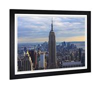 Empire State Building New York City Skyline Framed Wall Art Print A2 Black | Ready to Hang, Premium Gi Paper, Fade-Resistant Inks, Securely Packaged, UK Made