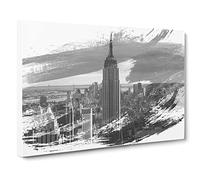 Empire State Building New York City Skyline Vol.4 V1 Modern Canvas Wall Art Print Ready to Hang, Framed Picture for Living Room Bedroom Home Office Décor, 30x20 Inch (76x50 cm)
