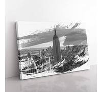 Empire State Building New York City Skyline Vol.4 V1 Modern Canvas Wall Art Print Ready to Hang, Framed Picture for Living Room Bedroom Home Office Décor, 50x35 cm (20x14 Inch)