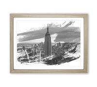 Empire State Building New York City Skyline Vol.4 V1 Modern Framed Print | A4 Oak Framed Wall Art | Ready to Hang | Modern Cityscape Picture | Living Room Bedroom Lounge Office
