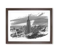 Empire State Building New York City Skyline Vol.4 V1 Modern Framed Wall Art Print, Ready to Hang Picture for Living Room Bedroom Home Office Décor, Walnut A4 (34 x 25 cm)