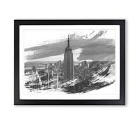Empire State Building New York City Skyline Vol.4 V1 Modern Framed Wall Art Print, Ready to Hang Picture for Living Room Bedroom Home Office Décor, Black A4 (34 x 25 cm)