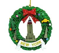 Empire State Building New York City Wreath Landmark Resin 3" NYC Christmas Ornament