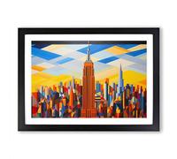 Empire State Building Op Art Framed Wall Art Print A2 Black