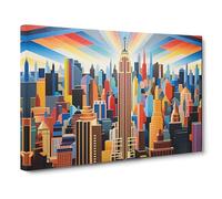 Empire State Building Op Art No.2 Canvas Print | Gallery Wrapped 30mm Frame Wall Art | 30x20 inches | Ready to Hang | Modern Cityscape Picture | Living Room Bedroom Lounge Office