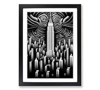 Empire State Building Op Framed Print | A2 Black Framed Wall Art | Ready to Hang | Modern Cityscape Picture | Living Room Bedroom Lounge Office