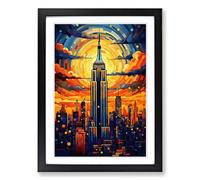 Empire State Building Orphism Framed Wall Art Print A2 Black