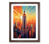 Empire State Building Orphism Framed Wall Art Print A2 Walnut