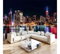 Empire State Building Photo Wallpaper 118"x83" City Night View 3D Effect Panoramic Wall Murals Non-Woven Wall Paper for Bedroom Living Room TV Backdrop,Easy to Install W-543
