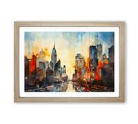 Empire State Building Photograph 8K Framed Wall Art Print A2 Oak
