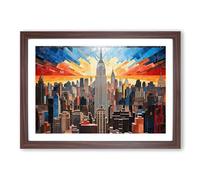 Empire State Building Photograph 8K Framed Wall Art Print A2 Walnut