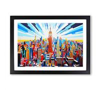 Empire State Building Pop Art Framed Wall Art Print A2 Black
