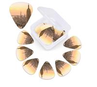 Empire State Building Print Guitar Picks 12 Pack Guitar Plectrums with Storage Box Bass Picks For Acoustic Guitar Bass Electric Ukulele Includes 0.46mm, 0.71mm, 0.96mm