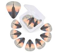 Empire State Building Print Guitar Picks 12 Pack Guitar Plectrums with Storage Box Bass Picks For Acoustic Guitar Bass Electric Ukulele Includes 0.46mm, 0.71mm, 0.96mm