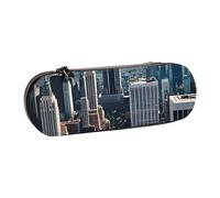Empire State Building Print Leather Pencil Case – Versatile Leather Pen Holder Pencil Pouch Travel Everyday Use