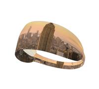 Empire State Building Print Non-Slip Elastic Running Headband, Sweat Absorbing Stretchy Hair Bands For Gym Yoga, Soft Skin-Friendly Foldable Workout Headband